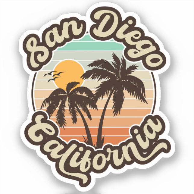 Adesivo San Diego California Sunset Palm Trees Souvenirs (Frente)