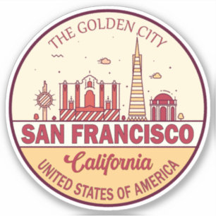 Adesivo San Francisco California City Skyline Emblem
