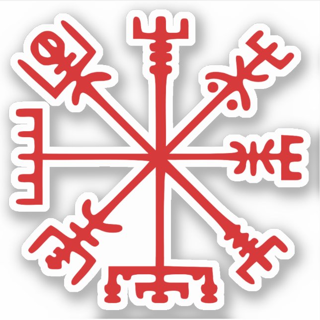 Adesivo Sangue Red Vegvísir (Viking Compass) (Frente)