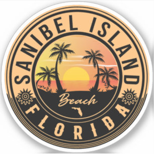 Adesivo Sanibel Island Retro Sunset Souvenirs