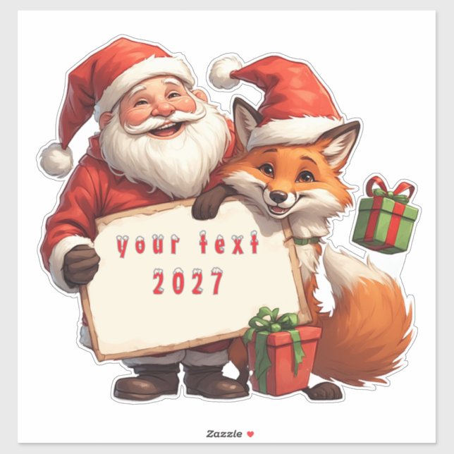 Adesivo Santa Claus And Happy Fox (Folha)