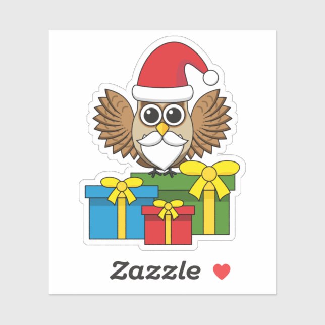 Adesivo Santa Claus Owl com Presentes (Folha)