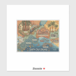 Adesivo Santa Cruz California Dreams Map – Vibrant Coast