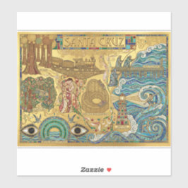 Adesivo Santa Cruz California Mosaic Map Boardwalk Beach