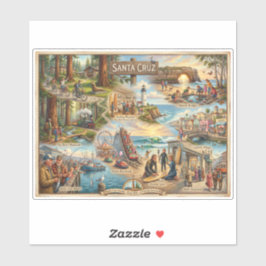 Adesivo Santa Cruz Vibe Map – Cultural Coastal Art Print
