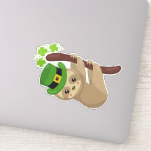 Santa Patrick's Day Sloth, Leprechaun Hat, Clovers