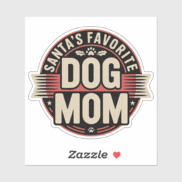 Adesivo Santa's Favorite Dog Mom - Retro Holiday Badge
