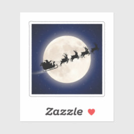 Adesivo Santa's Sleigh & Reindeer Silhouette Over Moon