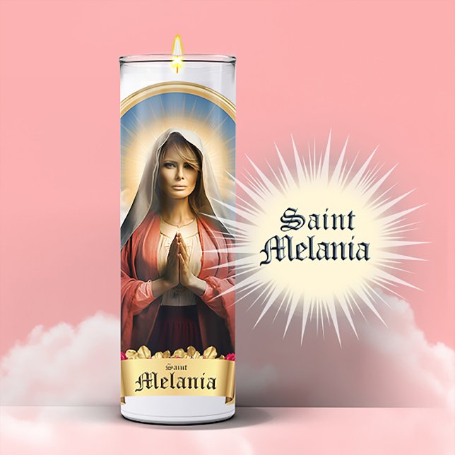 Adesivo Santo Engraçado Melania Prayer Candle (Saint Melania Trump Devotional Prayer Candle Sticker Label)