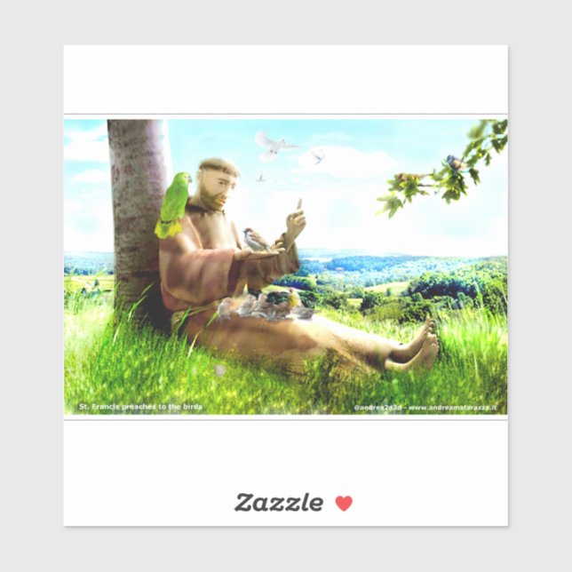Adesivo Santo Francis e o sermão prega aos pássaros (Folha)