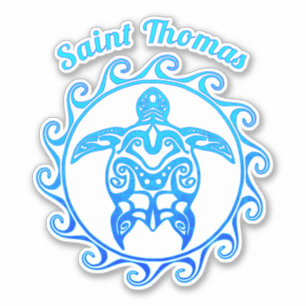 Adesivo Santo tribal Thomas da tartaruga do azul de oceano