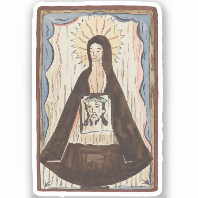 Adesivo Santo Veronica Jesus encara pintura de arte antiga (Frente)