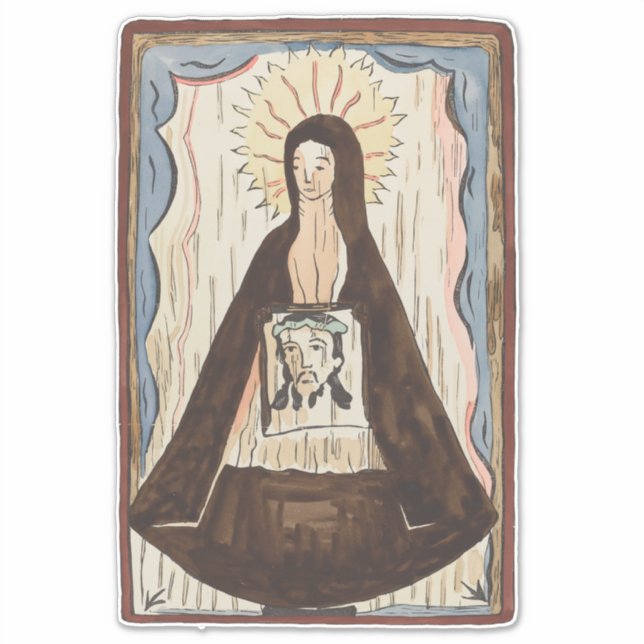 Adesivo Santo Veronica Jesus encara pintura de arte antiga (Frente)