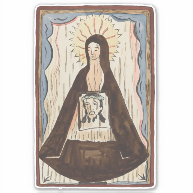 Adesivo Santo Veronica Jesus encara pintura de arte antiga (Frente)