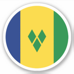 Adesivo Santo Vincent & Grenadines Flag Round Sticker