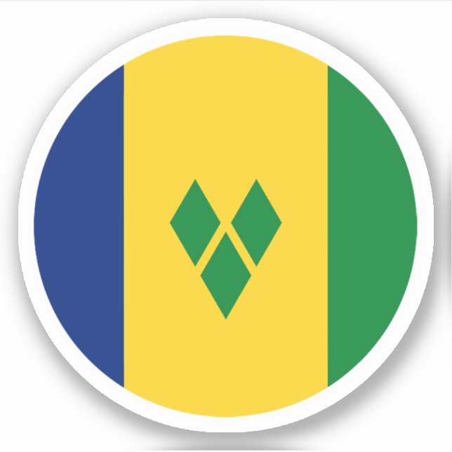 Adesivo Santo Vincent & Grenadines Flag Round Sticker (Frente)
