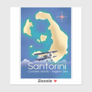 Adesivo Santorini ilhas Cíclades mapa do Mar Egeu