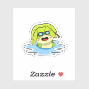 Adesivo Sapo com Folha de Nado