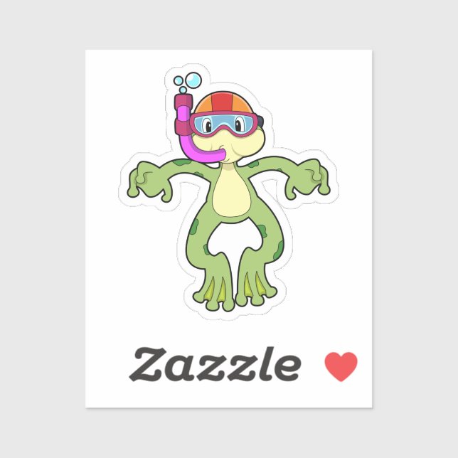 Adesivo Sapo em mergulho com Snorkel (Folha)