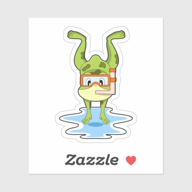 Adesivo Sapo em mergulho com Snorkel (Folha)