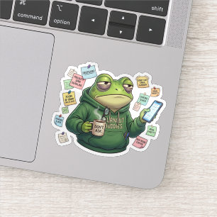 Adesivo Sapo Esgotado Sticker de Trabalho em Casa Overwhel
