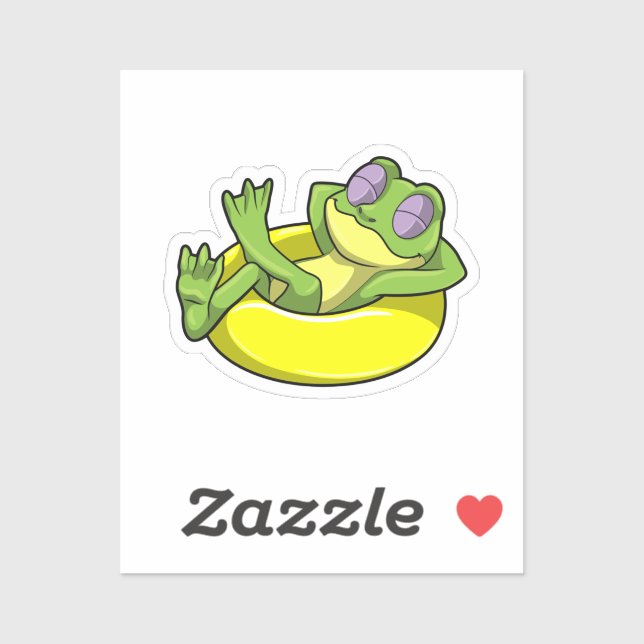 Adesivo Sapo nadando com boia (Folha)