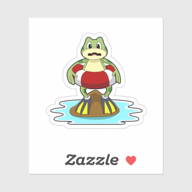 Adesivo Sapo para Nadar com anel de Natação (Folha)