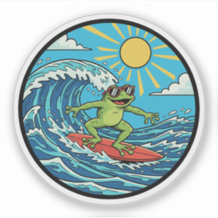 Adesivo Sapo Surfista - Pegando uma Onda