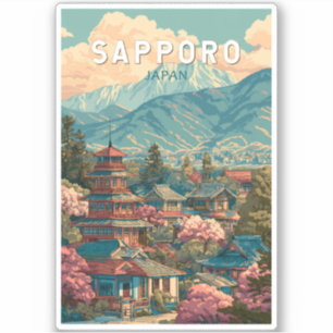 Adesivo Sapporo Japão Viagem Arte Vintage
