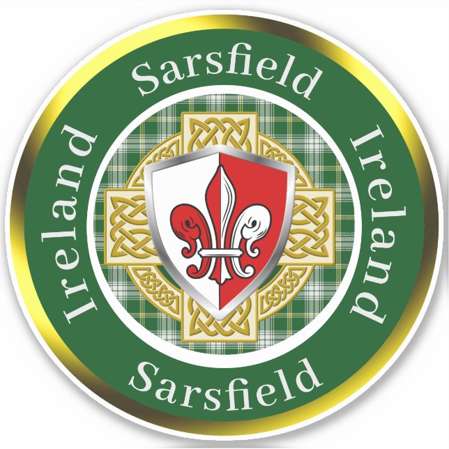 Adesivo Sarsfield Irish Shield/Celtic Cross Personalizado (Frente)
