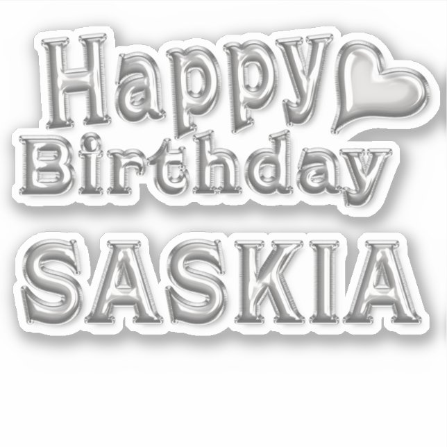 Adesivo Saskia Happy Birthday silver Aufkleber Sticker (Frente)