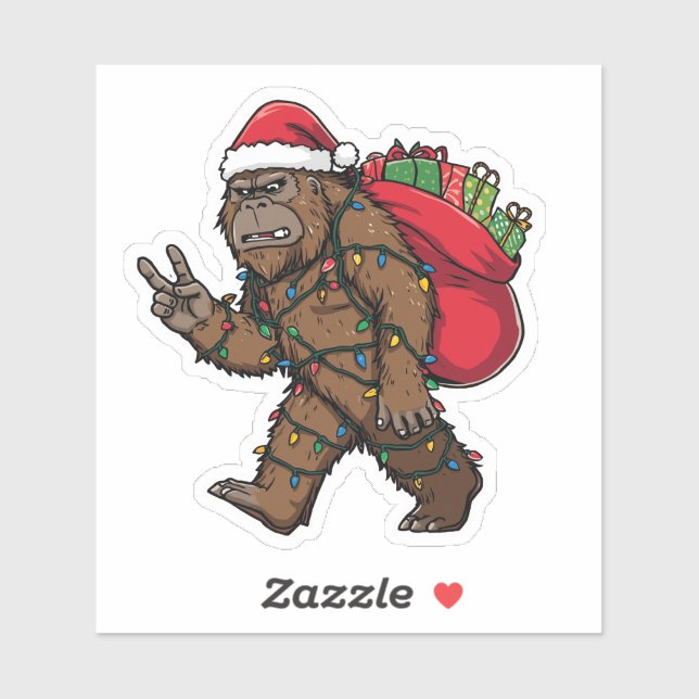 Adesivo Sasquatch Santa: Funny Bigfoot Christmas Holiday (Folha)