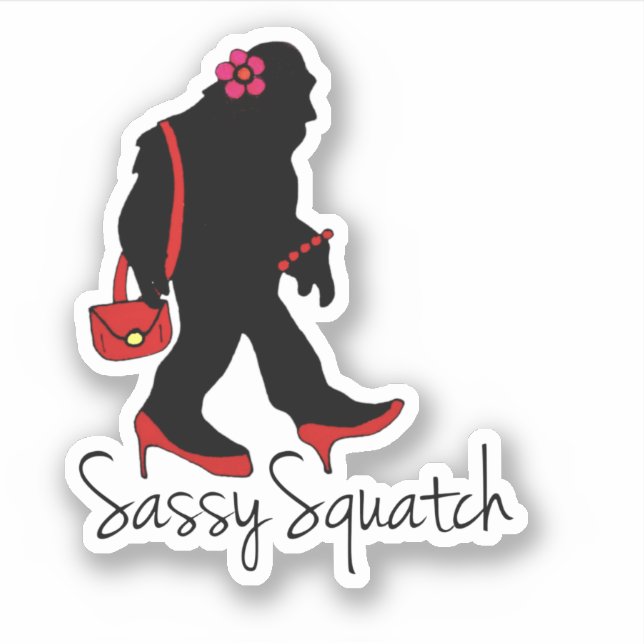 Adesivo Sassy Squatch, Pé Grande, Yeti, Sasquatch (Frente)