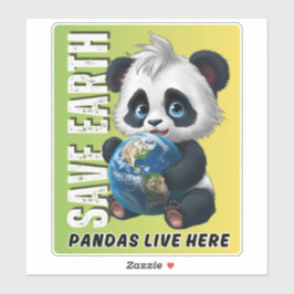 Adesivo SAVE EARTH Pandas live here - Earth Day Sticker