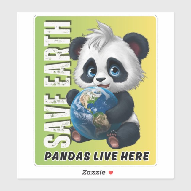 Adesivo SAVE EARTH Pandas live here - Earth Day Sticker (Folha)