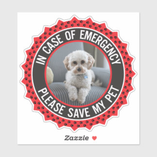 Adesivo Save My Pet Safety Alert Name Photo Custom Color S