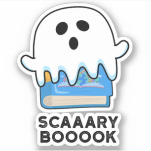 Adesivo Scaaaary Boook Funny Ghost Book Pun