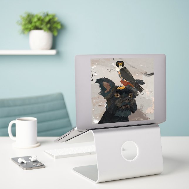 ADESIVO SCHNAUZER & FALCON (Laptop na mesa)