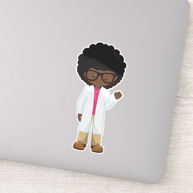 Adesivo Science Girl, African American Girl, Scientist (Detalhe)