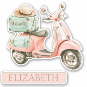Adesivo Scooter Costeiro Rosa e Aqua Fofo
