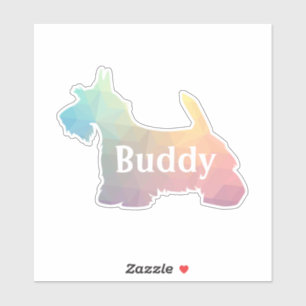 Adesivo Scottie Dog Geométrico Patterna Silhouette com Tex