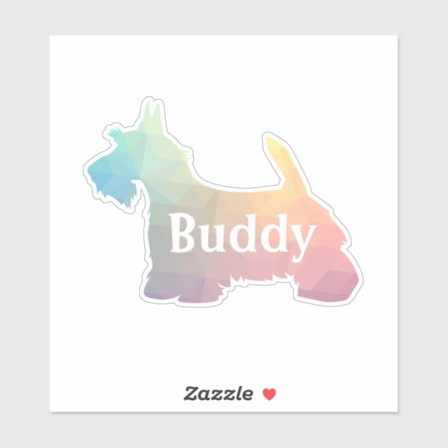 Adesivo Scottie Dog Geométrico Patterna Silhouette com Tex (Folha)