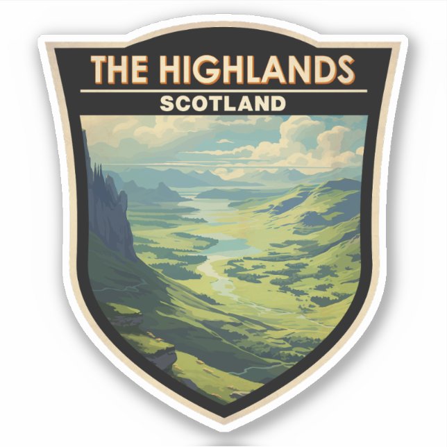 Adesivo Scottish Highlands Scotland Viagem Art Vintage (Frente)