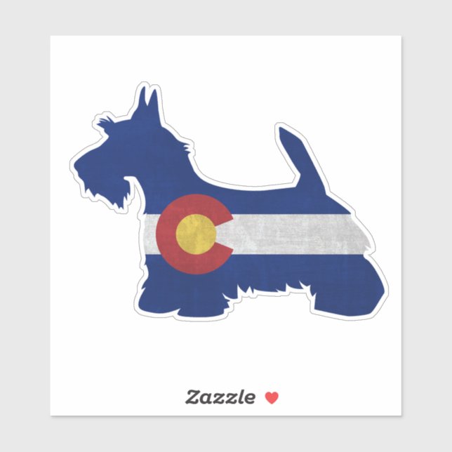 Adesivo Scottish Terrier Colorado Flag Silhouette (Folha)