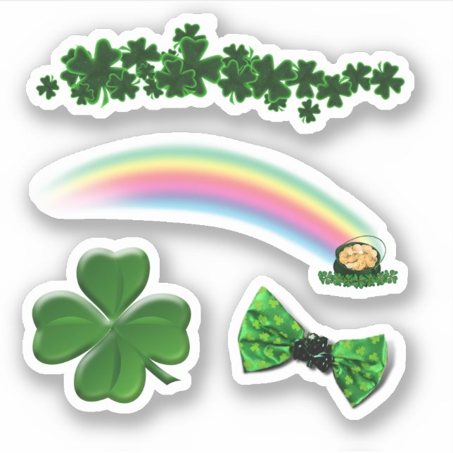Adesivo Scrap Booking Clovers Rainbow St. Patrick's Day (Frente)