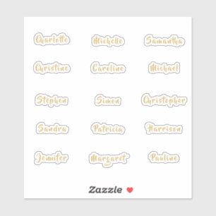 Adesivo Script de Caligrafia Dourada Elegante de Nomes Ind