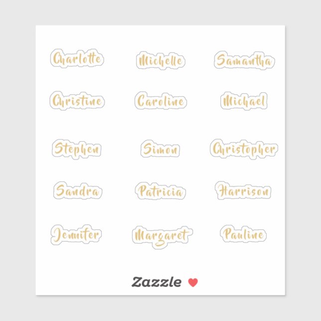 Adesivo Script de Caligrafia Dourada Elegante de Nomes Ind (Folha)