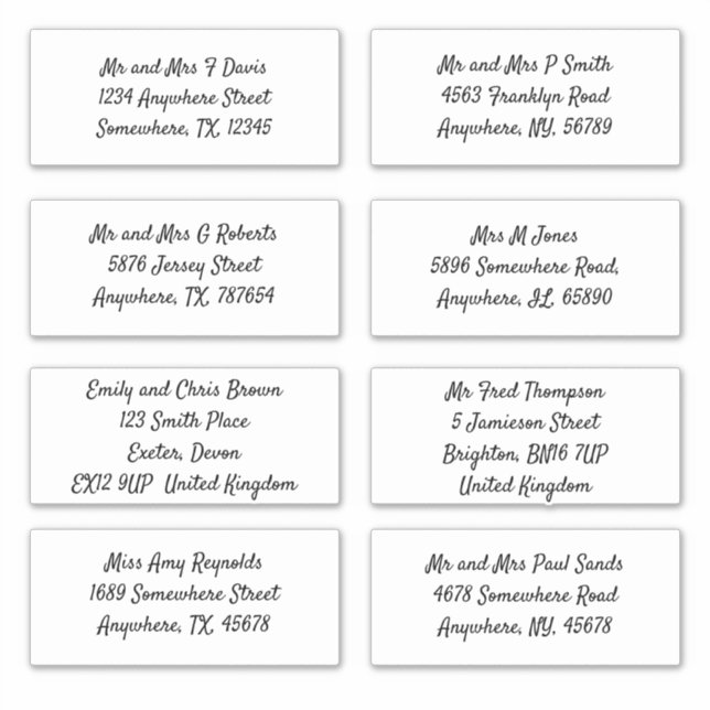 Adesivo Script de Endereço de Nome de Destinatário Individ (Frente)