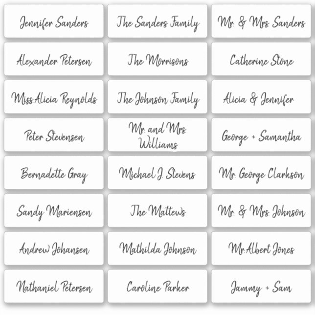Adesivo Script de nomes de convidados para cartão de lugar (Frente)