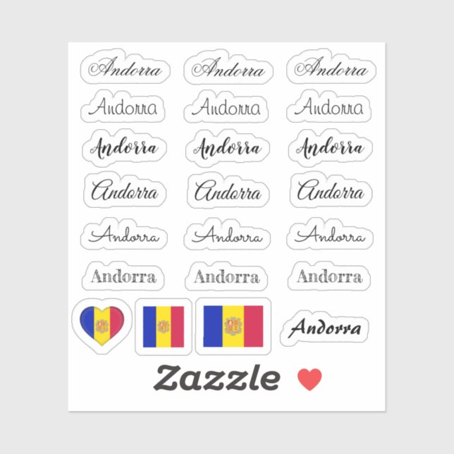 Adesivo Script elegante Andorra & Andorran Sinalizador/con (Folha)